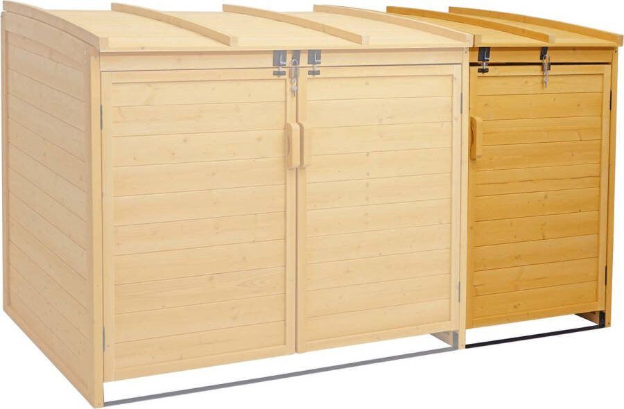 MCW XL 1-bin 2-bin afvalbak deksel uitbreiding -H75 afvalbak 120x68x104cm hout MVG-gecertificeerd ~ bruin
