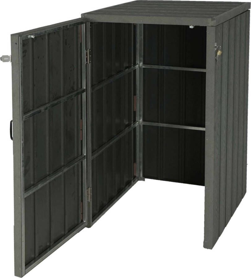 MCW XL 1 2 WPC afvalbakdeksel -J28 premium afvalbak metaal-houtlook uittrekbaar ~ grijs