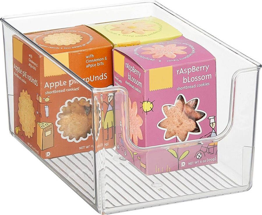 Mdesing Voedselopbergdoos Keukenrek met open voorkant voor koelkast kast of vriezer Plastic koelkastdoos Doorzichtig