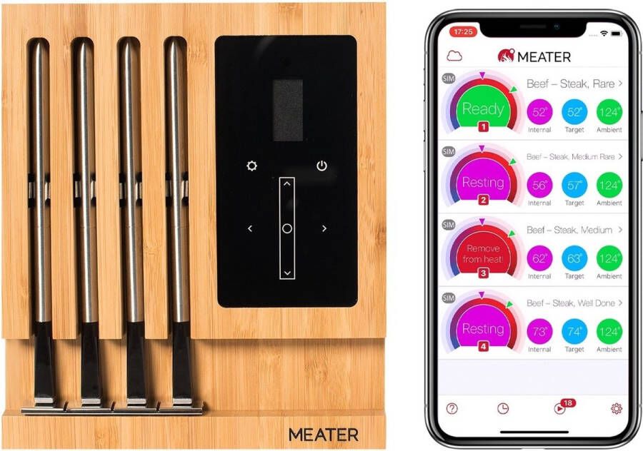 Meater Block 4 meters + wifi basisstation vleesthermometer keukenthermometer bbqthermometer draadloze thermometer wireless