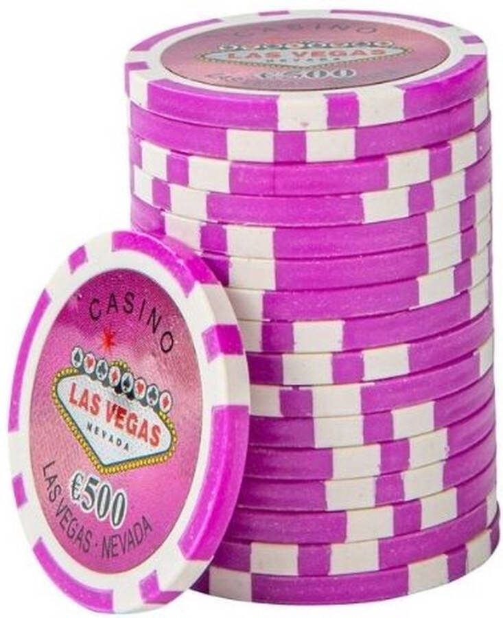 Mec Las Vegas Poker Chips €500 paars (25 stuks) pokerchips pokerfiches ABS chips pokerspel pokerset poker set