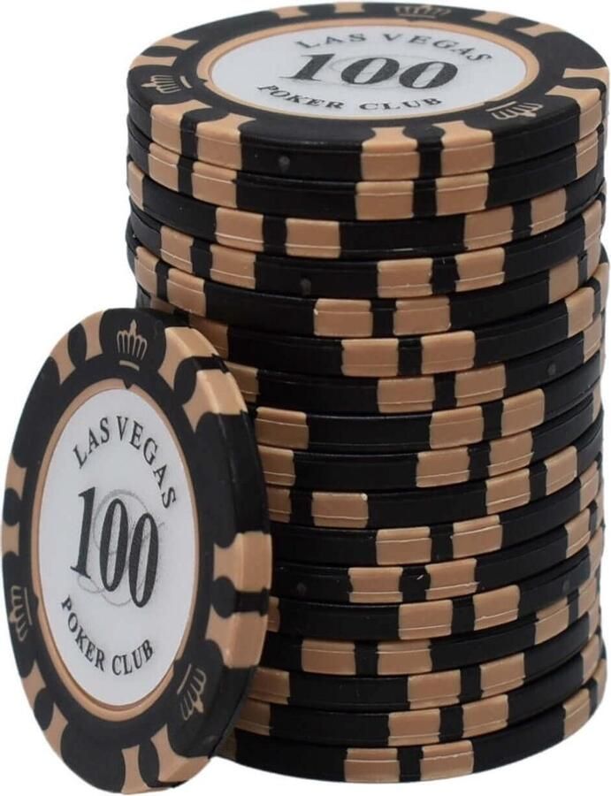 Mec Las Vegas poker club clay chips 100 zwart (25 stuks)