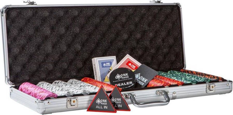 Mec Monte Carlo Cashgame Poker Set 500 Poker Chips Compleet pokerkoffer pokersets pokerfiches pokerchips poker kaarten pokerkaarten dealerbutton all in button cut card