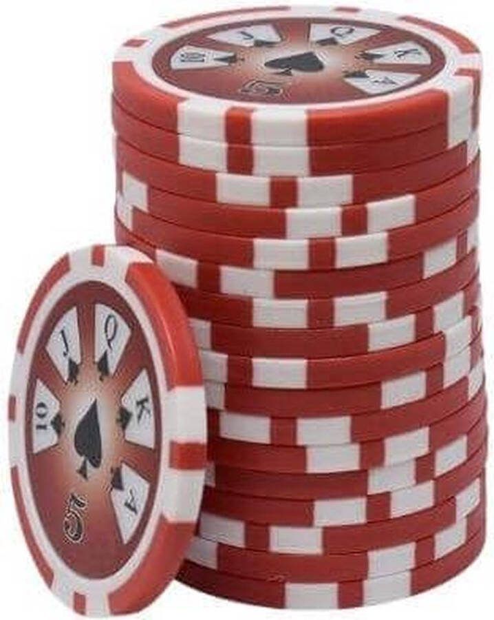 Mec Royal Flush Poker Chips 5 rood (25 stuks)- pokerchips-pokerfiches-ABS chips-pokerspel-pokerset-poker set