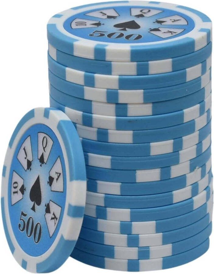 Mec Royal Flush Poker Chips 500 lichtblauw (25 stuks)- pokerchips-pokerfiches-ABS chips-pokerspel-pokerset-poker set