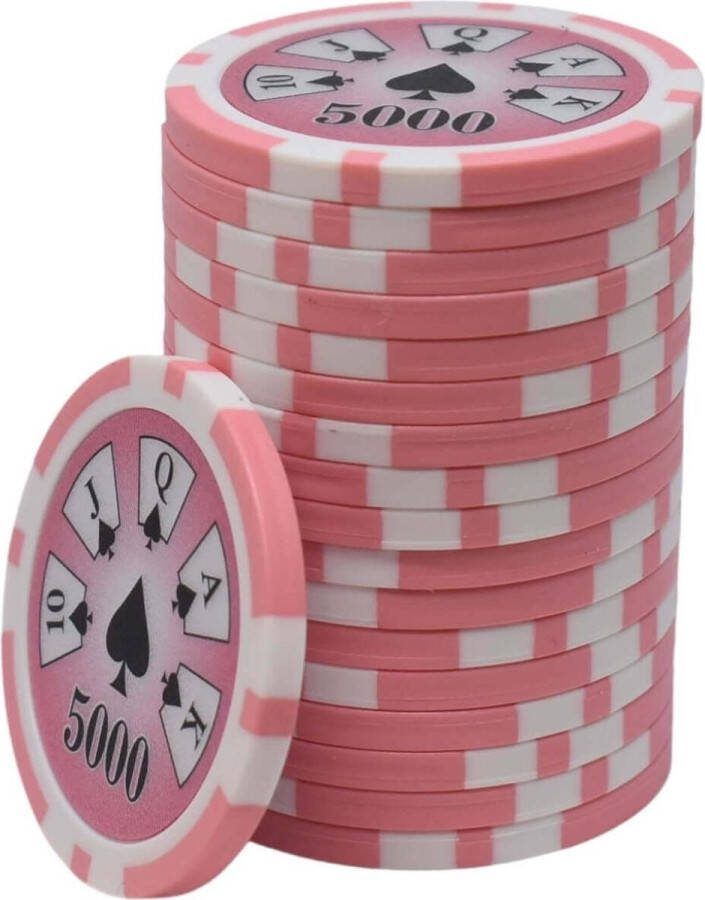Mec Royal Flush Poker Chips 5000 roze (25 stuks)- pokerchips-pokerfiches-ABS chips-pokerspel-pokerset-poker set
