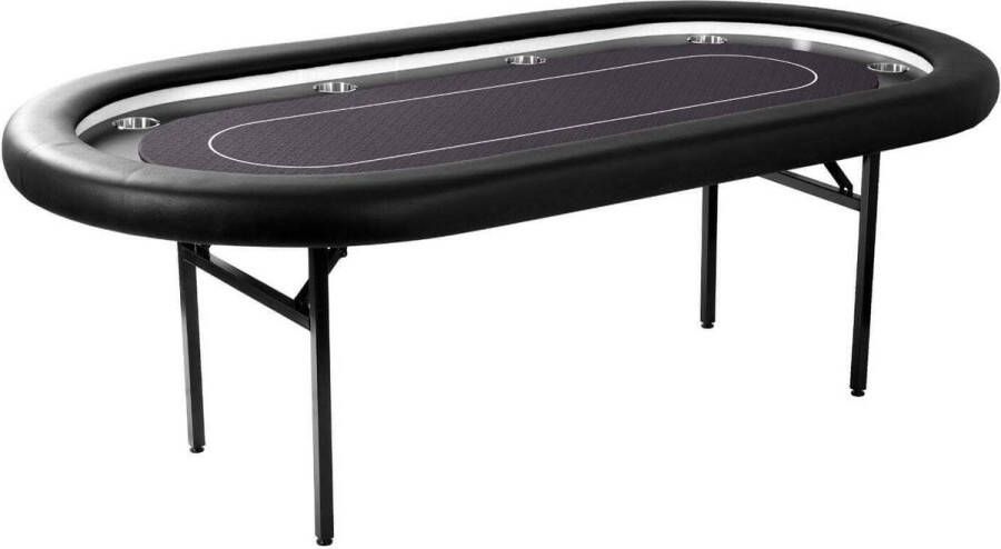Mec Tournament Deluxe Pokertafel met LED zwart 243 cm x 105 cm x 76 cm 2 tot 10 spelers speedcloth Black Friday