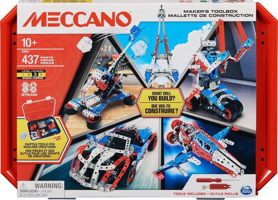 Meccano Gereedschapskist 437-delig S.T.E.A.M.-modelbouwpakket voor gevorderden om vrij mee te spelen