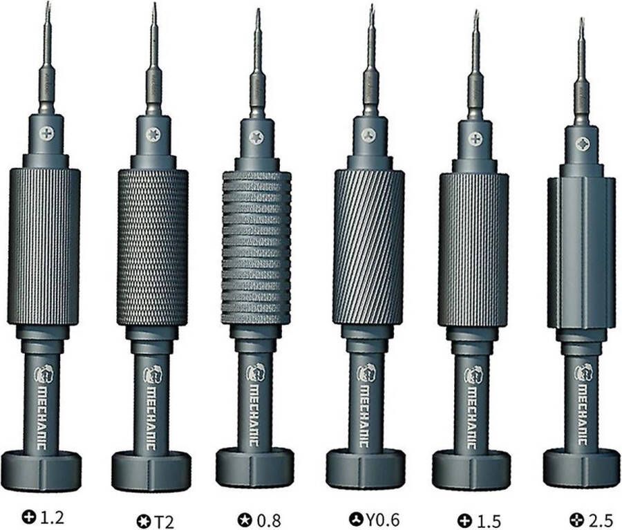 Mechanic Professionele 6-delige iPhone Schroevendraaierset Met Ergonomische Handvatten en Magnetische Bits