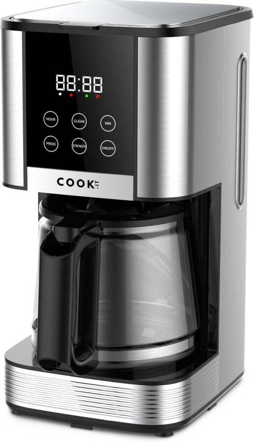 Media Evolution COOK-IT Koffiezetapparaat Filterkoffie Coffee Machine 1.5L Glazen Kan Timer Digitaal display Warmhoudplaat