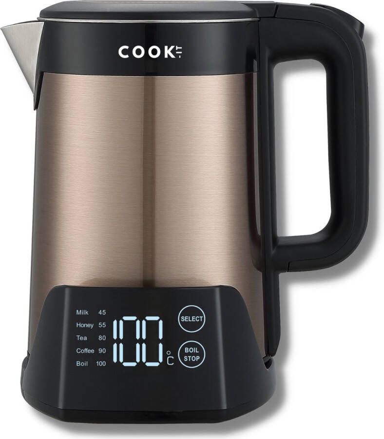 Media Evolution COOK-IT Luxury Waterkoker met Temperatuurregeling 45°C tot 100°C RvS Warmhoudfunctie Kettle