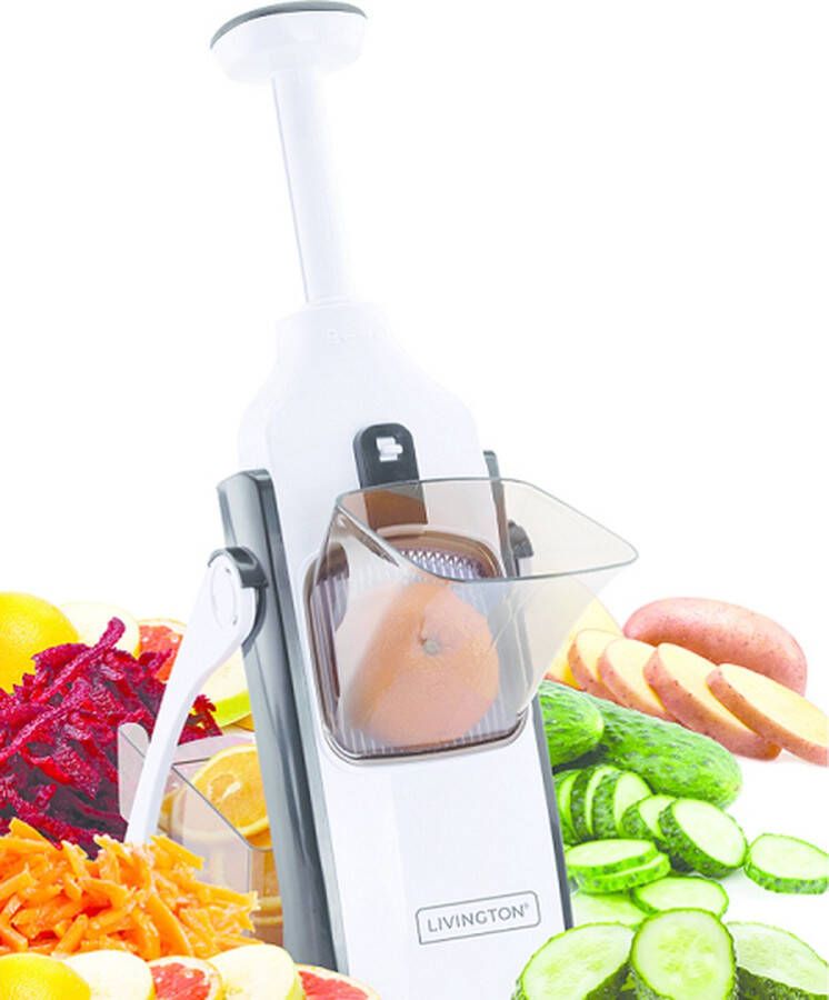 MediaShop Livington TurboCut universele snijmachine groentesnijmachine met 3 messtanden voor dikke of fijne plakjes rasp met snijdikte tot 8 mm vaatwasmachinebestendig snijmachine met