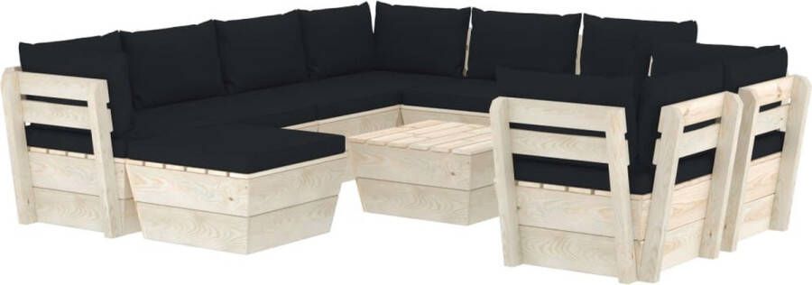 Medina 10-delige Loungeset met kussens pallet vurenhout