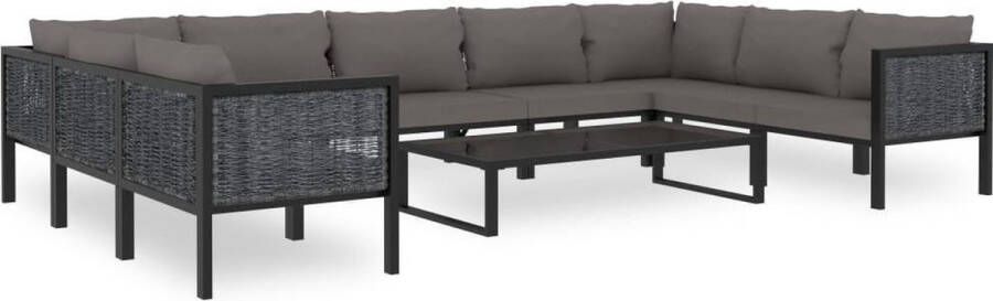 Medina 10-delige Loungeset met kussens poly rattan antraciet