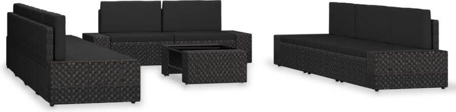 Medina 10-delige Loungeset poly rattan zwart