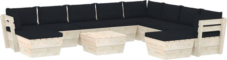 Medina 11-delige Loungeset met kussens pallet vurenhout