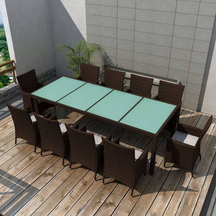Medina 11-delige Tuinset met kussens poly rattan bruin