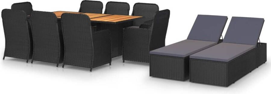 Medina 11-delige Tuinset poly rattan zwart