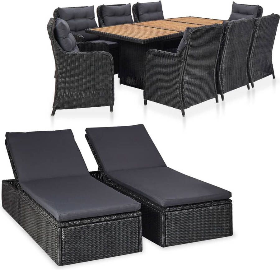 Medina 11-delige Tuinset poly rattan zwart