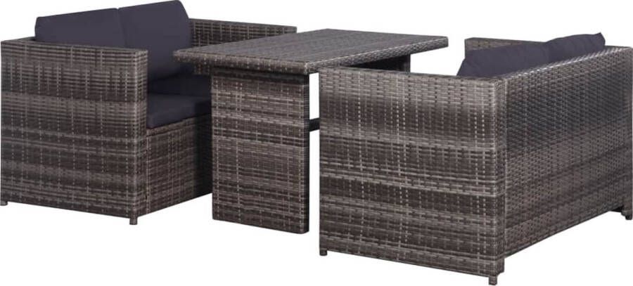 Medina 3-delige Bistroset met kussens poly rattan grijs