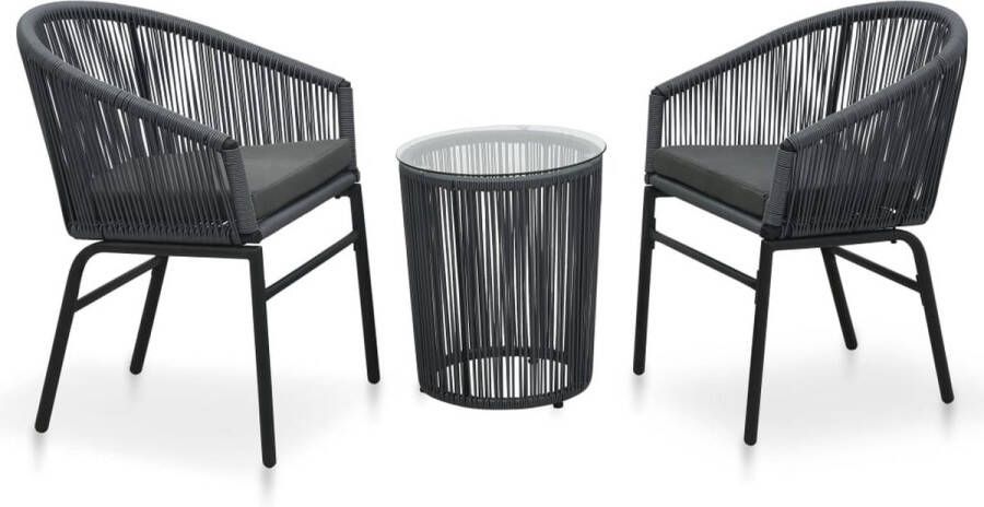 Medina 3-delige Bistroset met kussens PVC-rattan antraciet