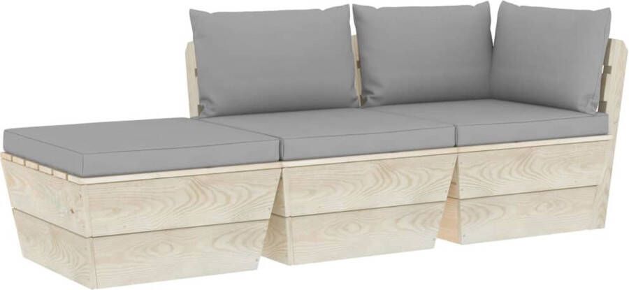 Medina 3-delige Loungeset met kussens pallet vurenhout