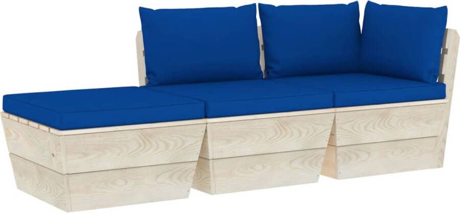 Medina 3-delige Loungeset met kussens pallet vurenhout