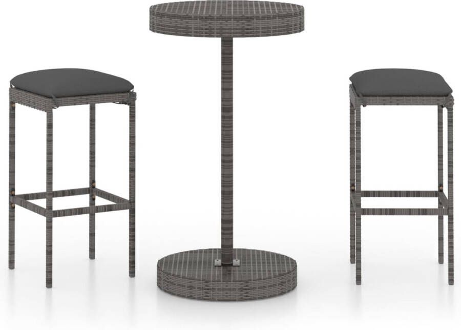 Medina 3-delige Tuinbarset met kussens poly rattan grijs