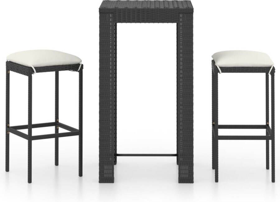 Medina 3-delige Tuinbarset met kussens poly rattan zwart