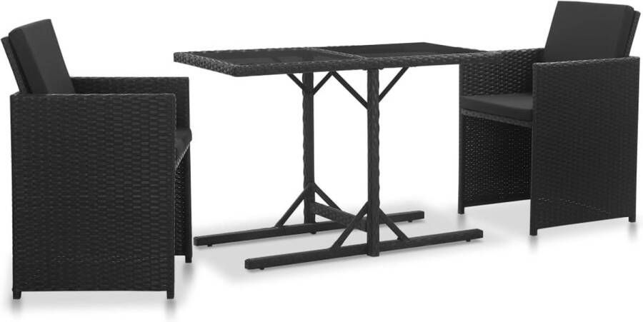 Medina 3-delige Tuinset met kussens poly rattan zwart