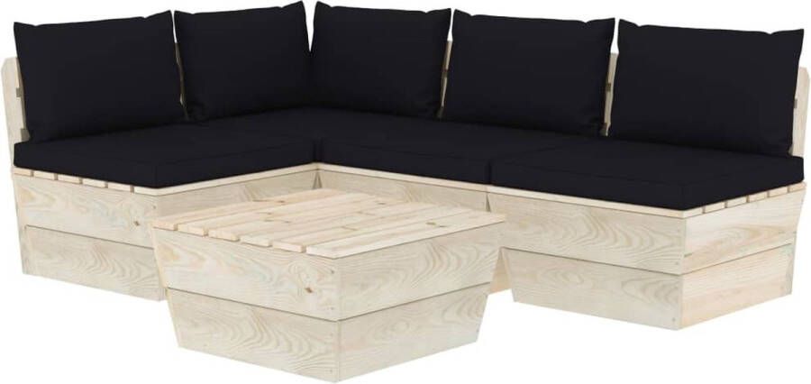 Medina 5-delige Loungeset met kussens pallet vurenhout