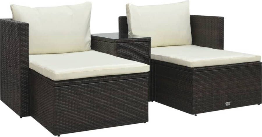 Medina 5-delige Loungeset met kussens poly rattan bruin