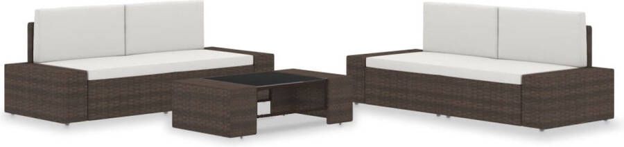 Medina 5-delige Loungeset Tuinset Tuin meubels Buiten Loungebank Rattan Bruin