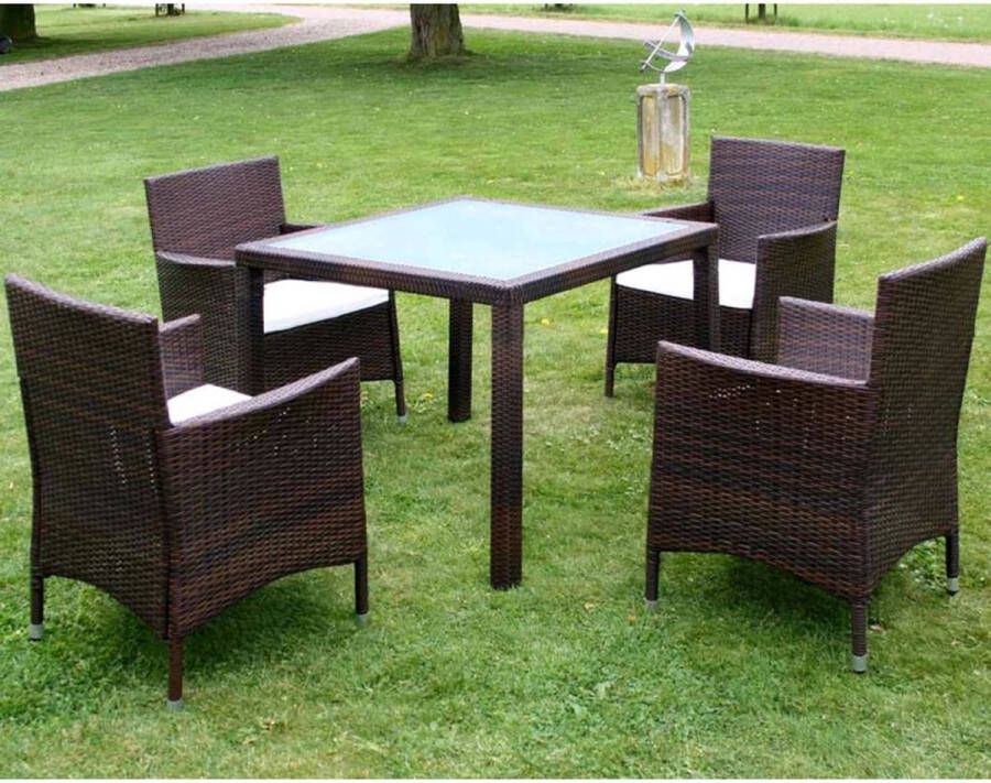 Medina 5-delige Tuinset met kussens poly rattan bruin