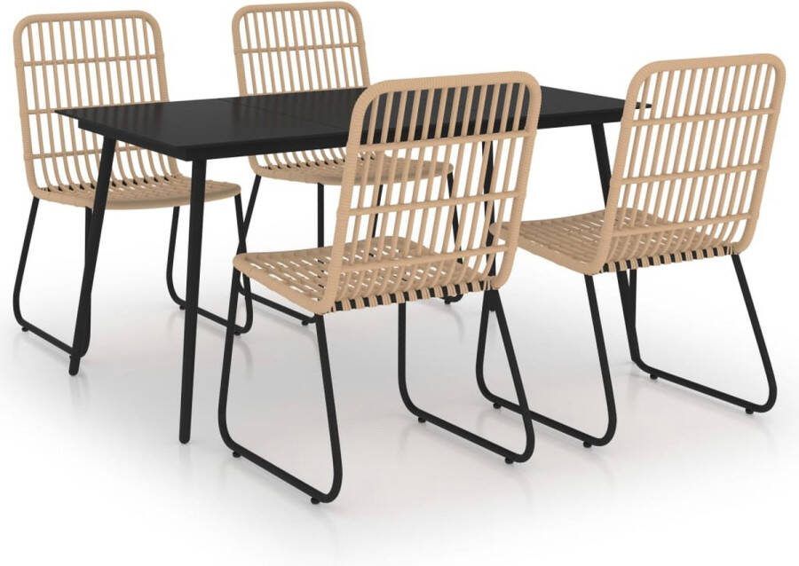 Medina 5-delige Tuinset poly rattan en glas