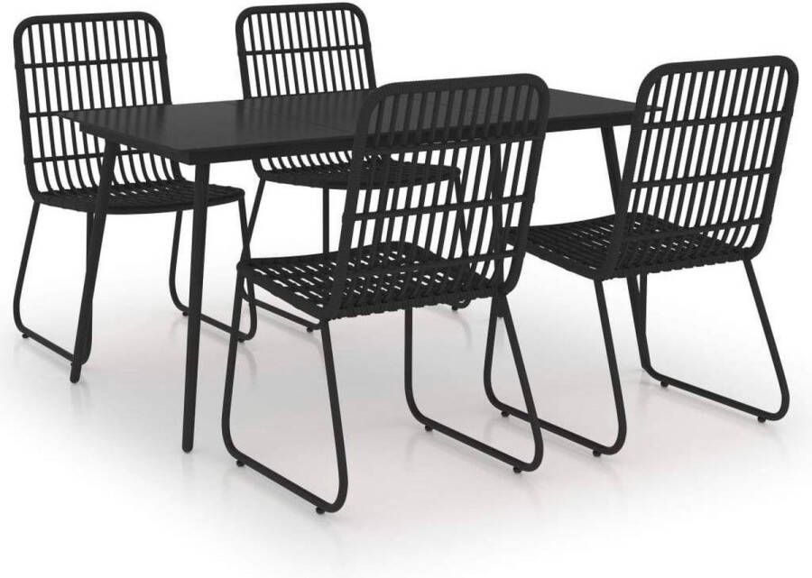 Medina 5-delige Tuinset poly rattan en glas