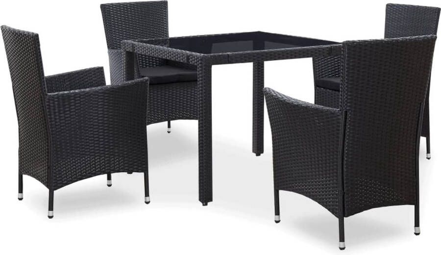 Medina 5-delige Tuinset poly rattan zwart