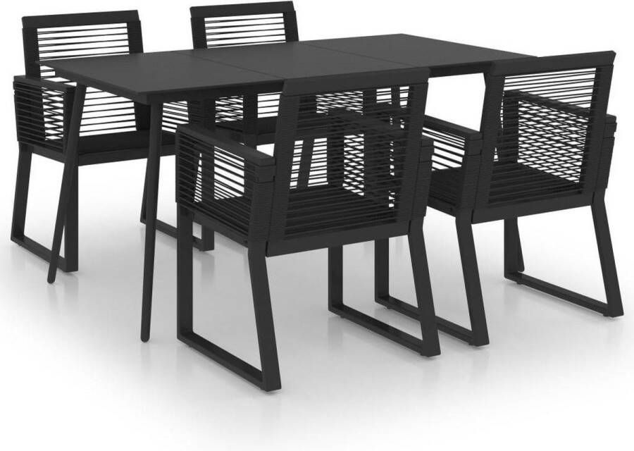 Medina 5-delige Tuinset PVC-rattan zwart