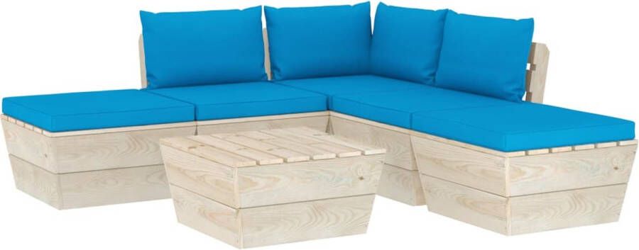 Medina 6-delige Loungeset met kussens pallet vurenhout