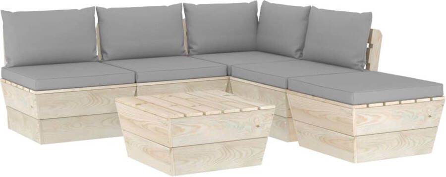 Medina 6-delige Loungeset met kussens pallet vurenhout