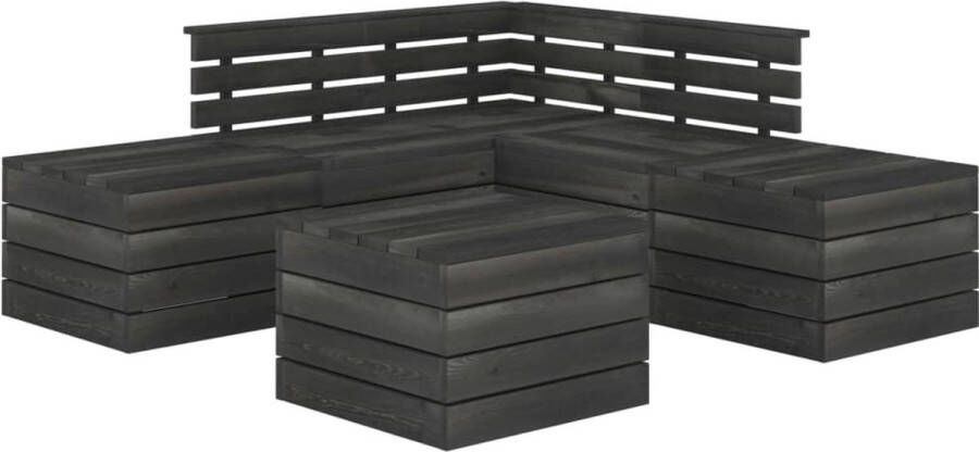 Medina 6-delige Loungeset pallet massief grenenhout donkergrijs