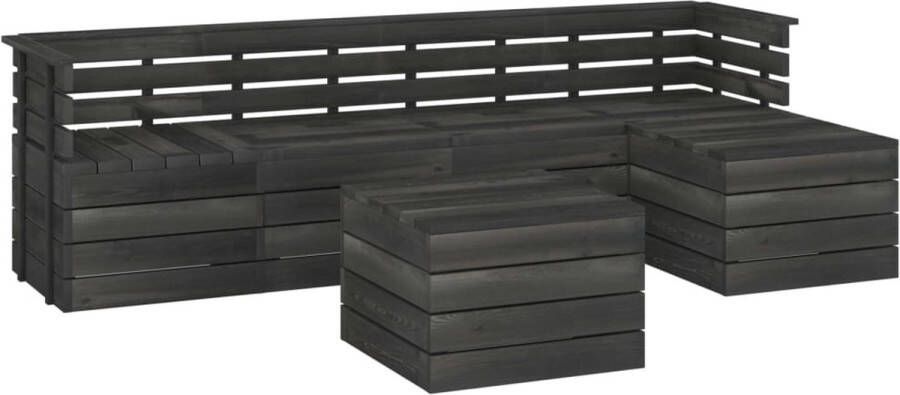 Medina 6-delige Loungeset pallet massief grenenhout donkergrijs