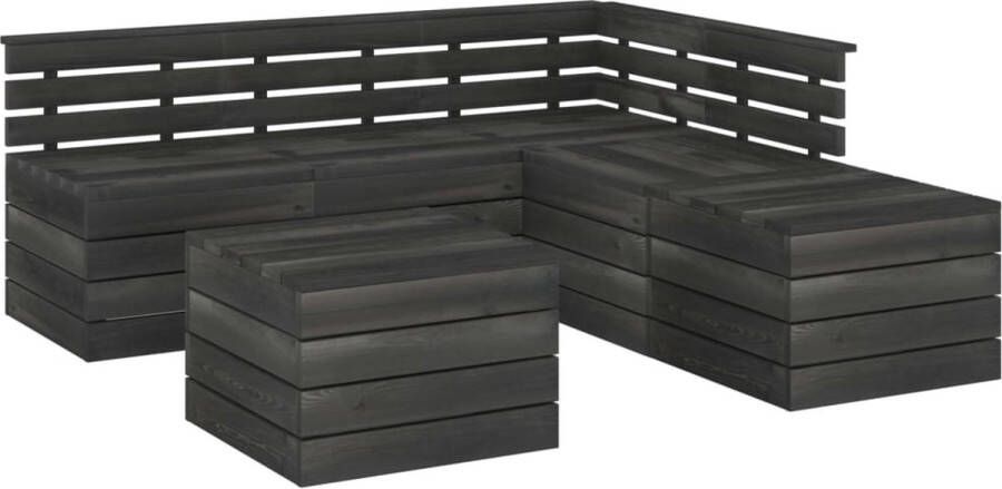 Medina 6-delige Loungeset pallet massief grenenhout donkergrijs