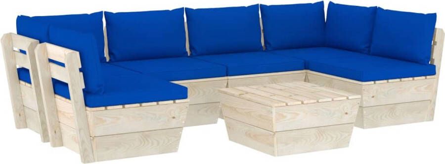 Medina 7-delige Loungeset met kussens pallet vurenhout