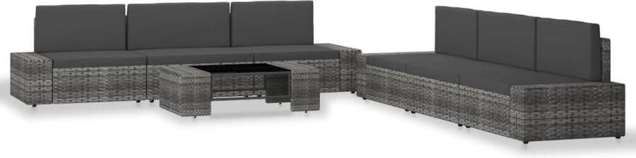 Medina 7-delige Loungeset poly rattan grijs