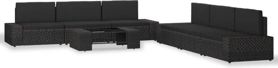 Medina 7-delige Loungeset poly rattan zwart