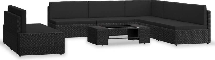 Medina 7-delige Loungeset poly rattan zwart