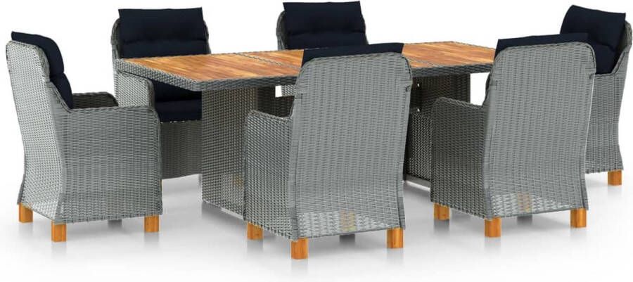 Medina 7-delige Tuinset met kussens poly rattan lichtgrijs