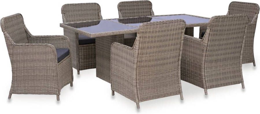 Medina 7-delige Tuinset poly rattan bruin