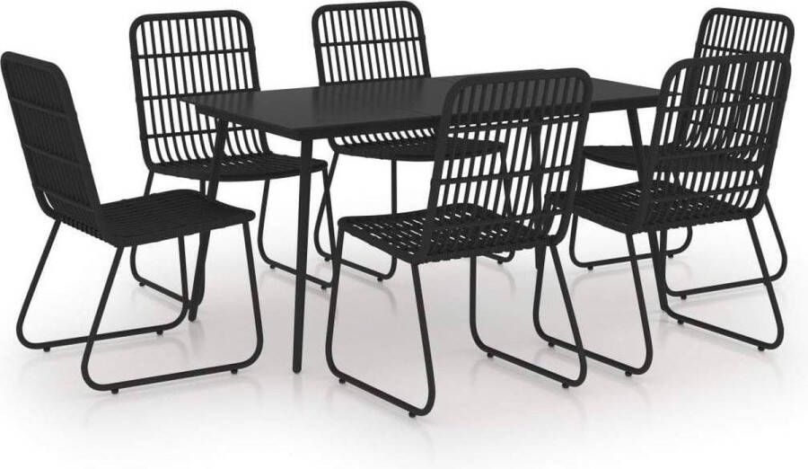 Medina 7-delige Tuinset poly rattan en glas
